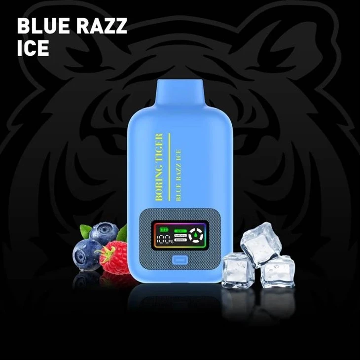boring_tiger_blue_razz_ice_25000_puffs_quad_coils_master_wholesale_distributor_near_me_free_shipping_wholesaler_Broing Tiger 25000